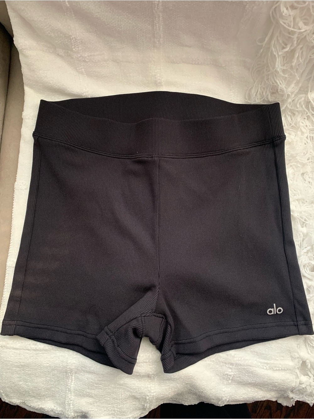 ALO Yoga Black Ribbed Shorts